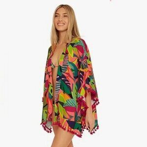 Trina Turk Rainforest Fringe Kimono Cover Up One Size Fits Most NWT